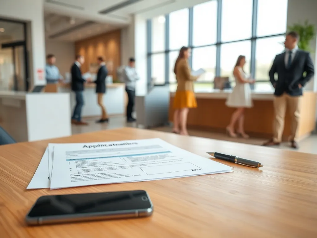 Wniosek Z15a uzupełniany na biurku w urzędzie ZUS, obok dokumenty, długopis i telefon w spokojnej, jasnej scenerii.